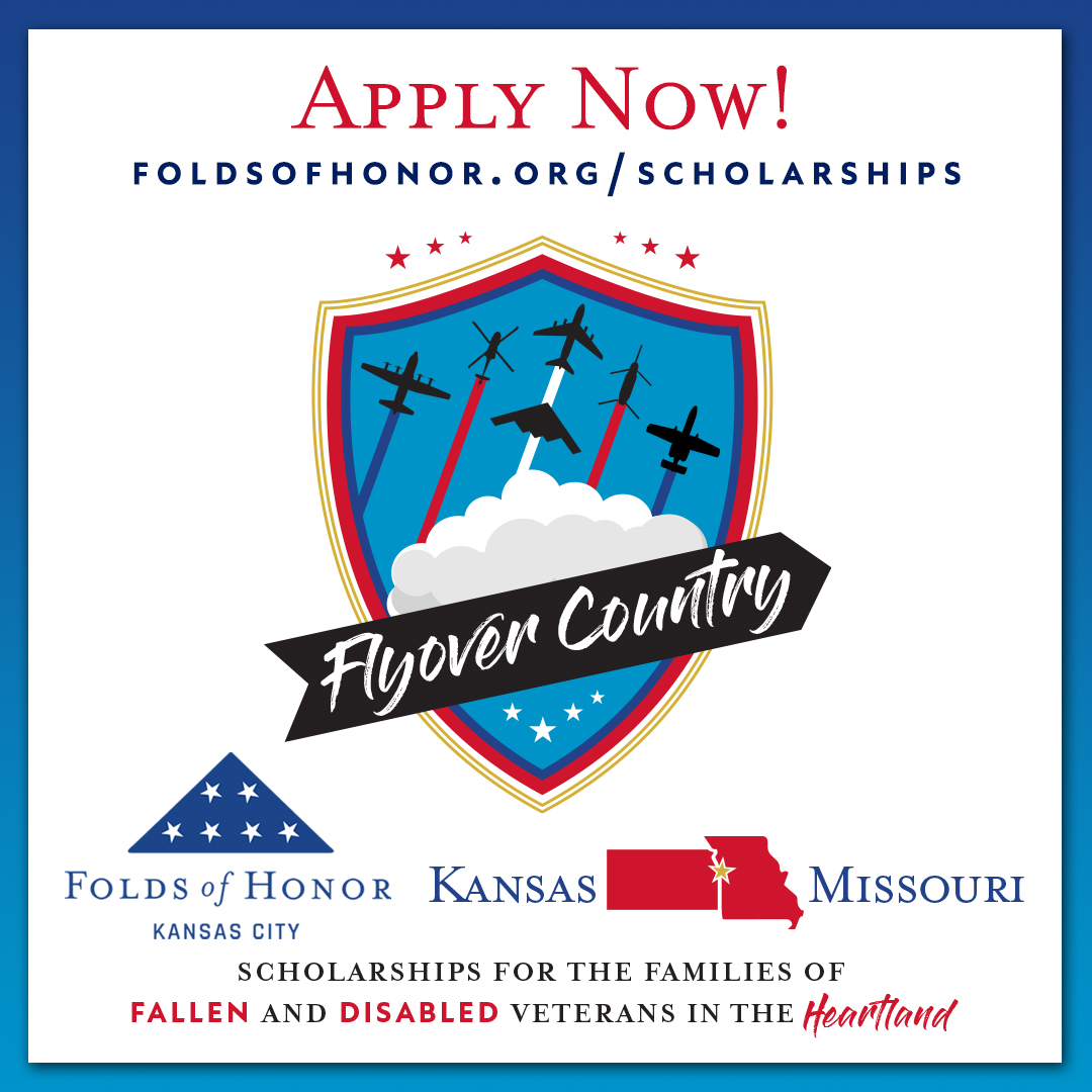 Folds of Honor Kansas flyover ceremony with American flag
