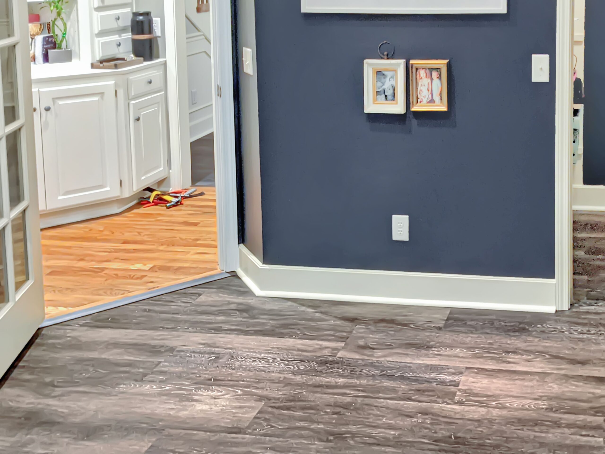 Luxury vinyl plank office space in progress Lenexa Kansas