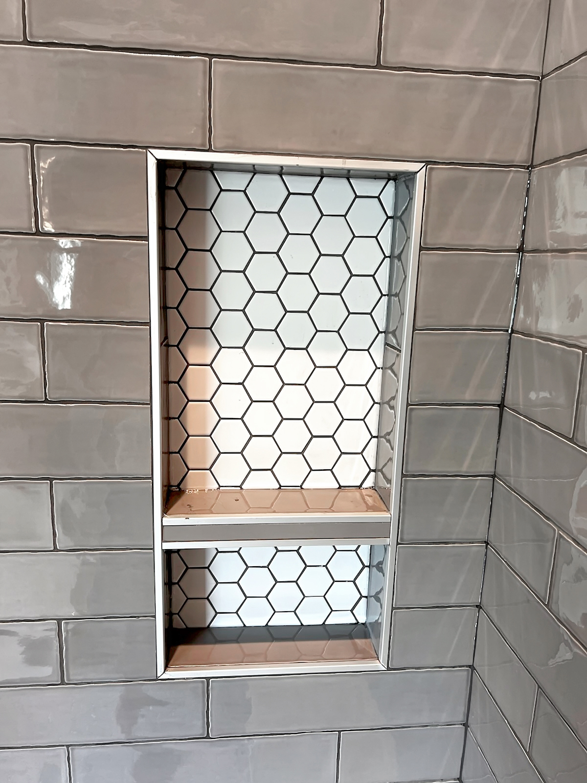High-end tile shower niche accent Overland Park