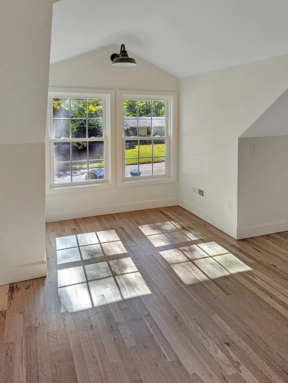 Natural white oak hardwood flooring installed during an upstairs remodel in Prairie Village, KS